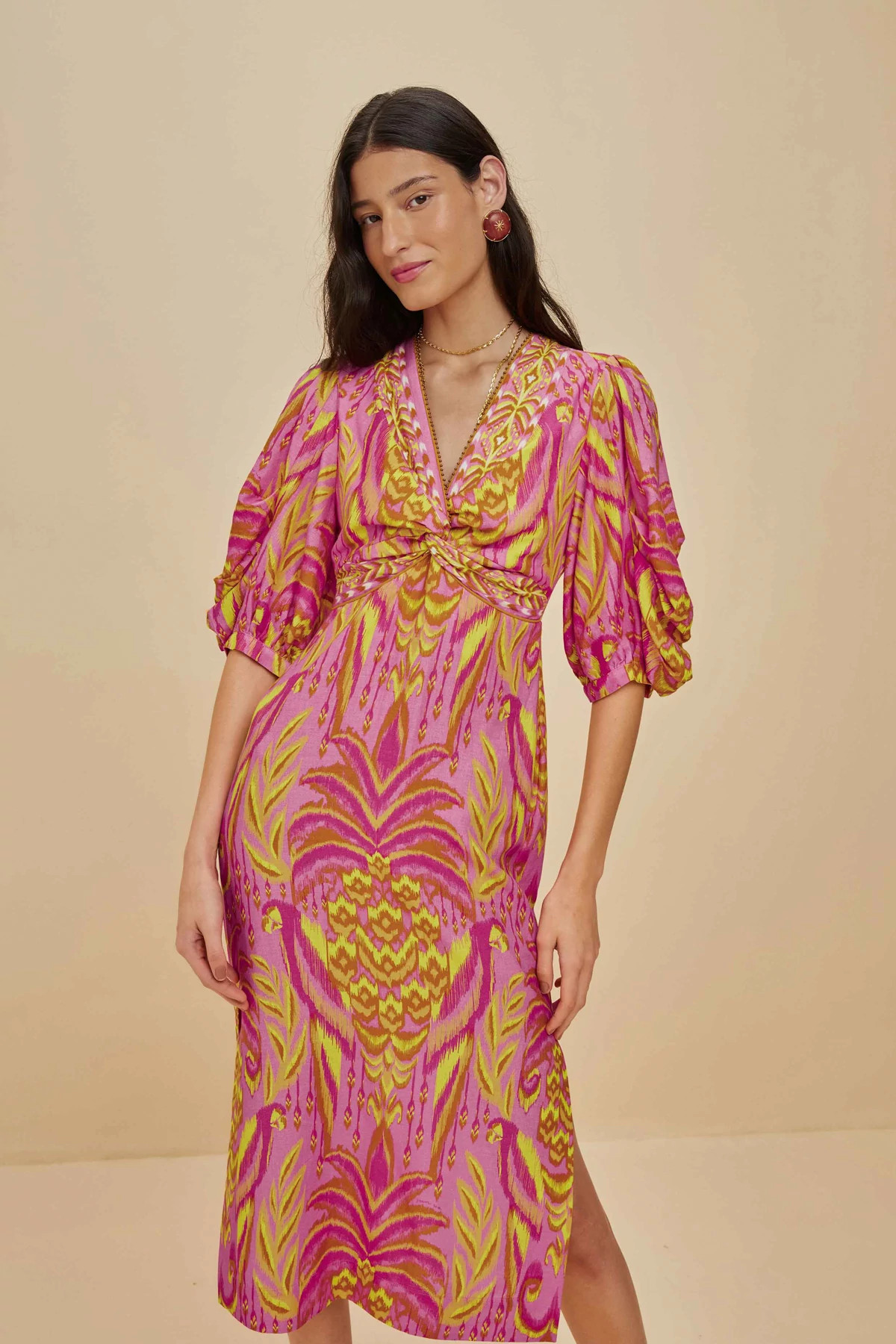 PINEAPPLE TAPESTRY PINK Pineapple Tapestry Midi Dress image number 3