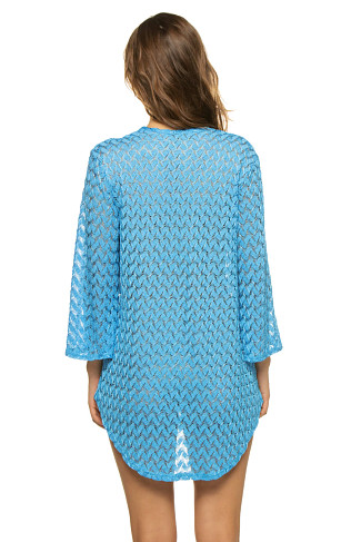 MARINE BLUE Crochet V-Neck Tunic