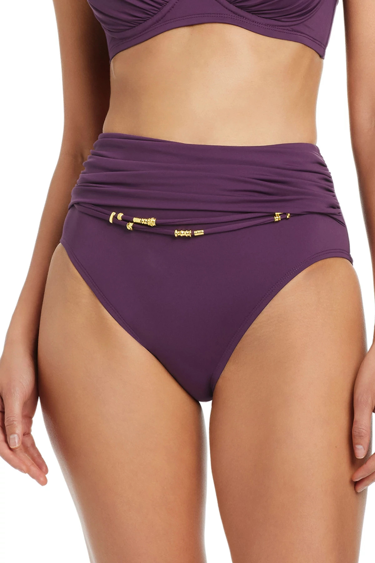 GRENACHE Shirred High Waist Bikini Bottom image number 1