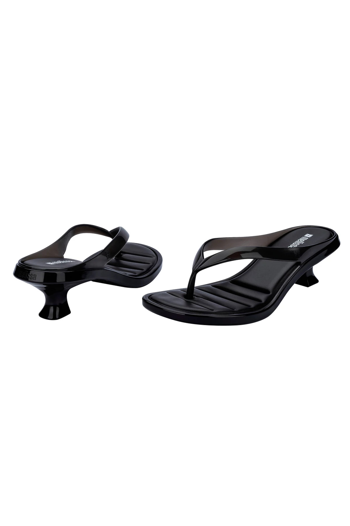 BLACK Jelly Kitten Heel Flip Flop Sandal image number 2