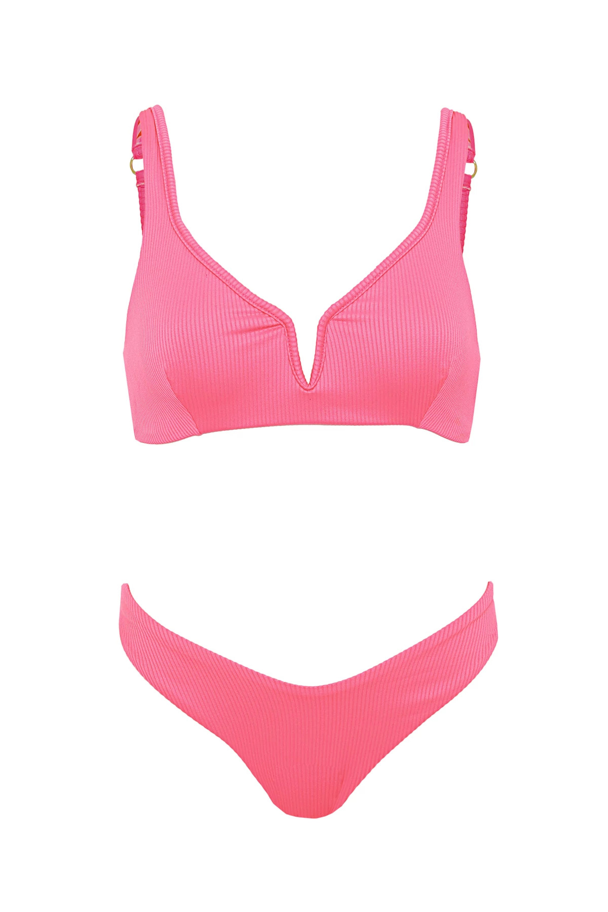 HOT FUCHSIA Victoria Reversible V-Wire Bralette Bikini Top image number 3