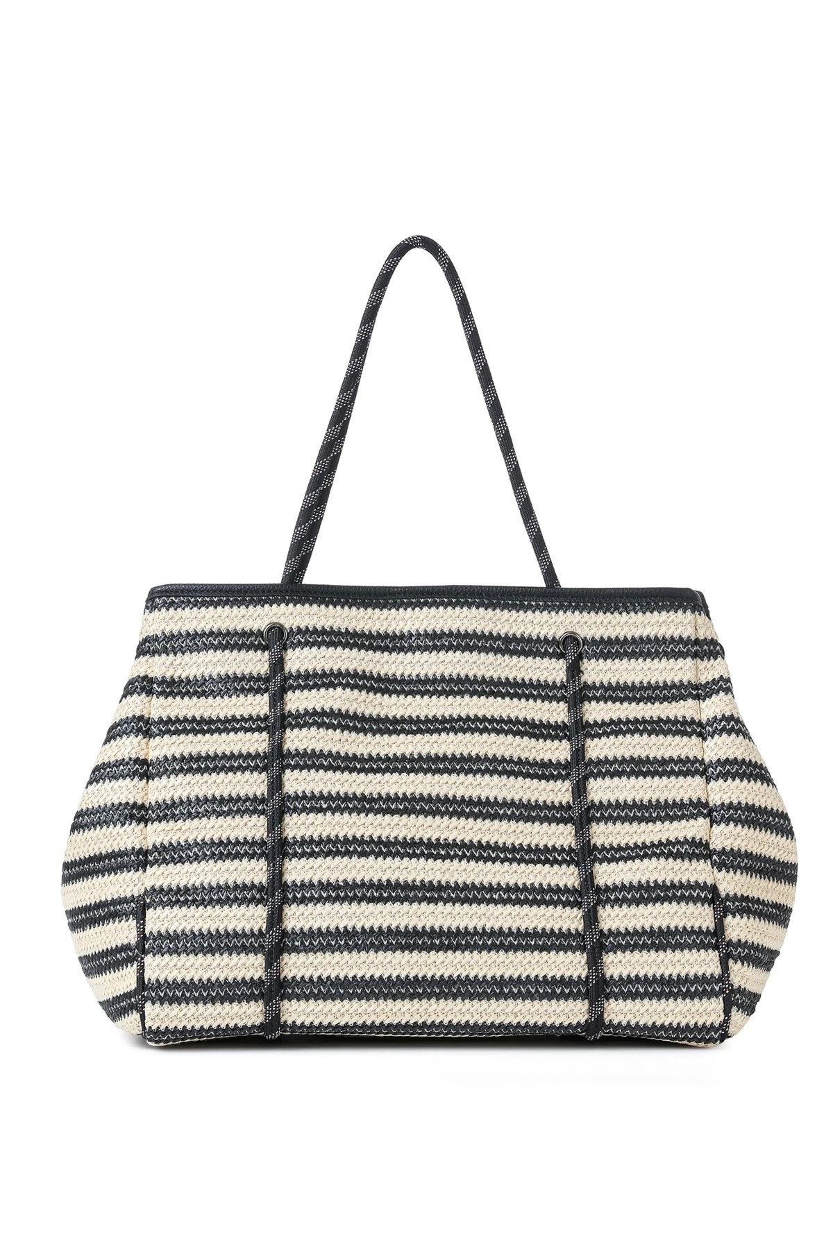 BLACK/NATURAL RAFFIA Greyson Tropez Striped Raffia Tote image number 5