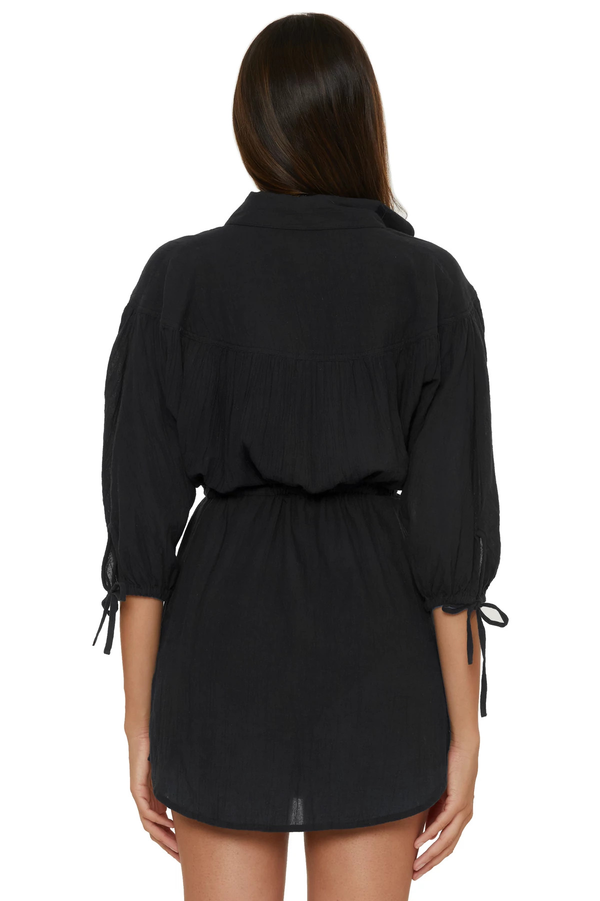 BLACK Gauzy Shirt Dress image number 3