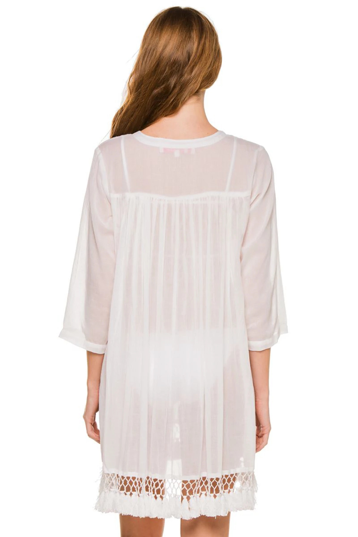 WHITE Seychelle Tie Front Sheer Tunic image number 2