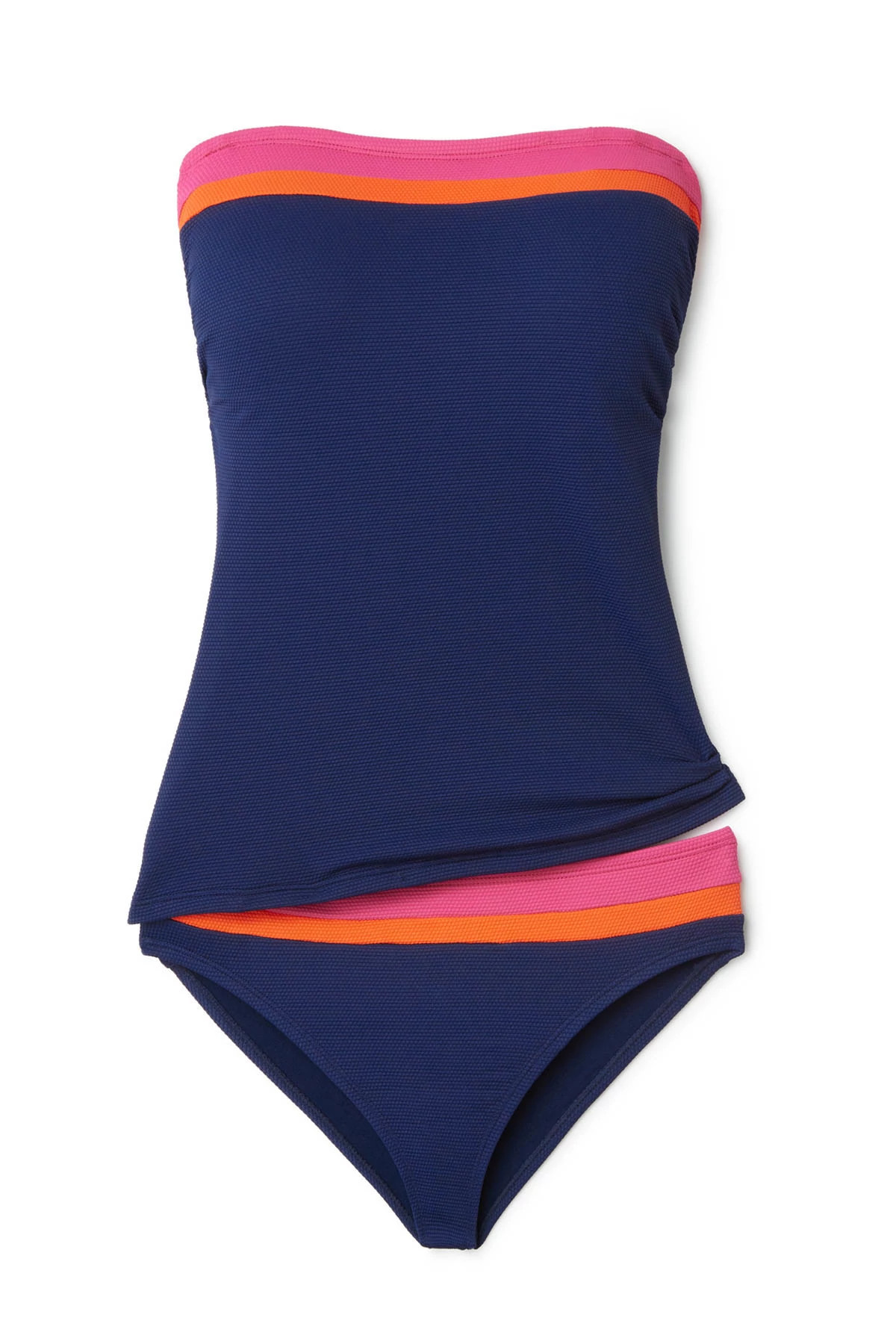 PASSION PINK Colorblock Bandini Molded Bandeau Tankini Top image number 3