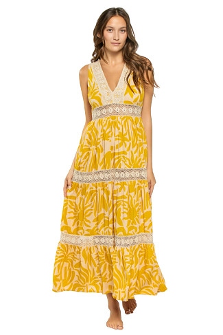 YELLOW Crochet Trim Maxi Dress