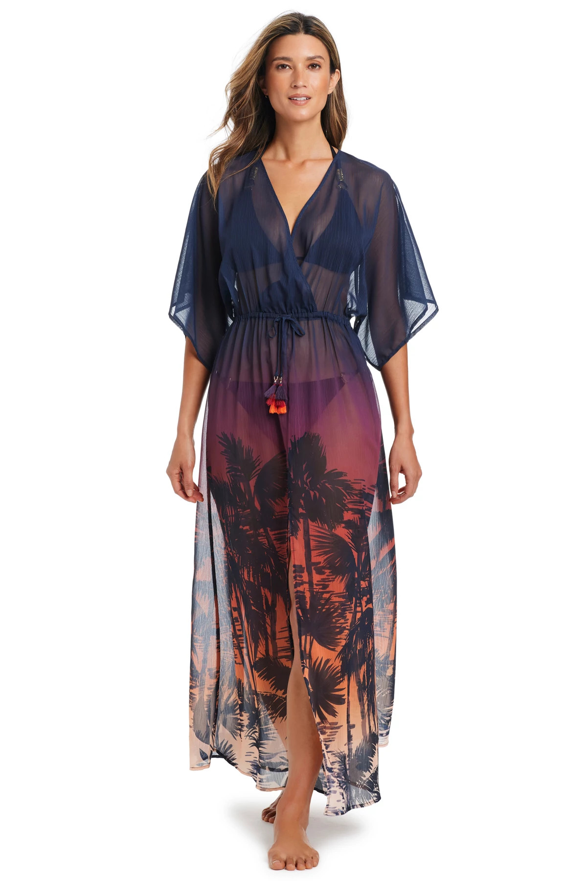MULTI Sunset Print Maxi Cover Dress image number 1