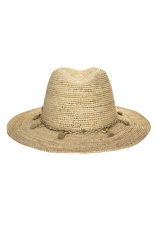 NATURAL/SILVER Taylor Tassel Trim Hat
