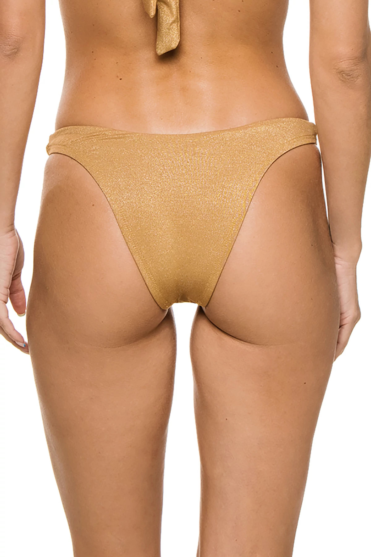 GOLDEN GLOW METALLIC Metallic California High Leg Brazilian Bikini Bottom image number 2