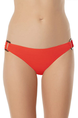 TROPICAL CORAL Textured Hipster Bikini Bottom