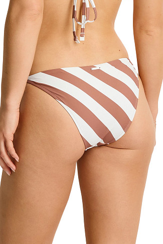 TAN Striped Charm Tie Side Bikini Bottom