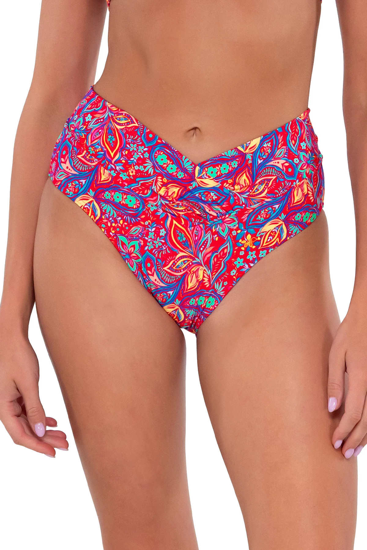 RUE PAISLEY Summer Lovin' V-Front High Waist Bikini Bottom image number 1