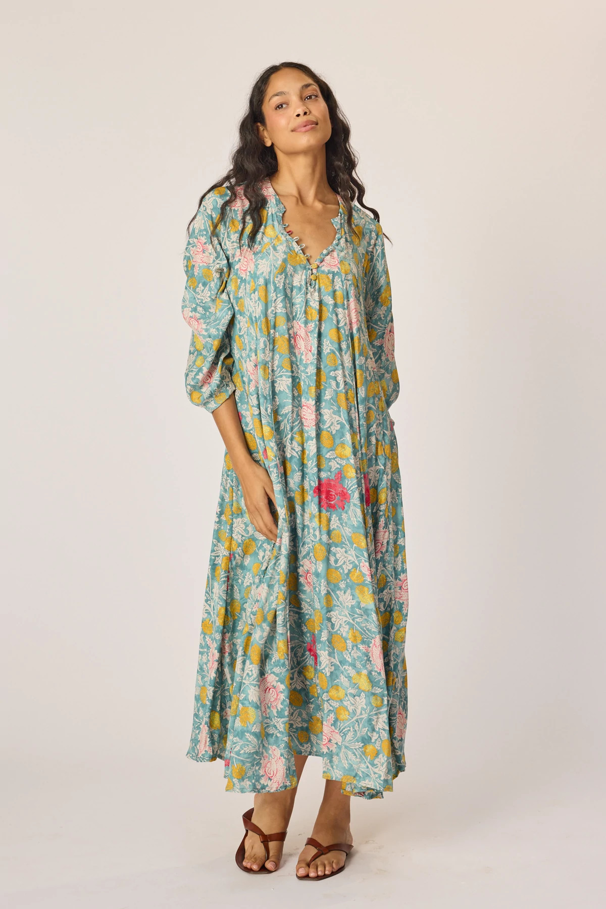 LEHUA PRINT SEA Fiore Silk Maxi Dress image number 3