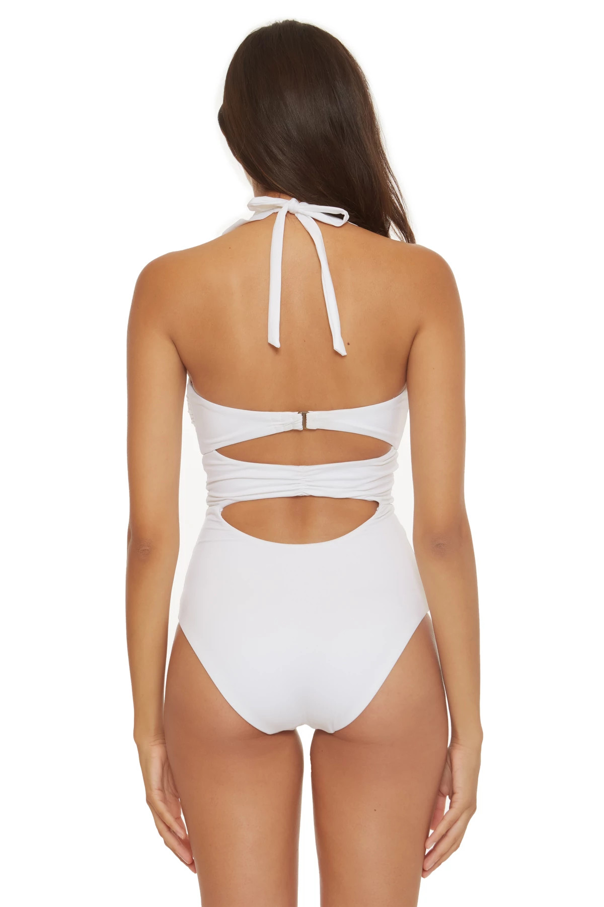 WHITE Ruffle One Piece Swimsuit image number 3