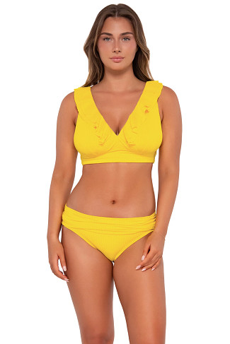 LEMON ZEST SANDBAR RIB Willa Wireless Bralette Bikini Top (D+ Cup)