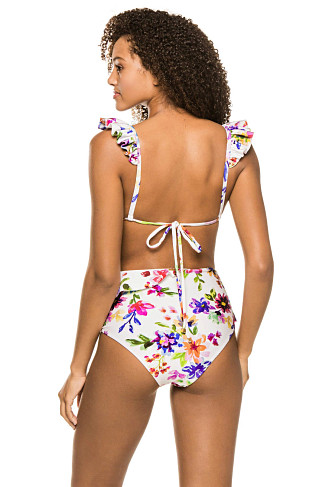 MULTI Bloom Ruffle Sliding Triangle Bikini Top