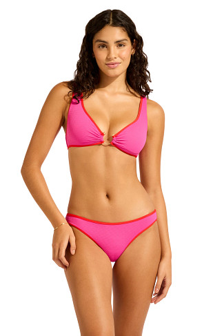 HOT PINK/FLAME Ring Front Bralette Bikini Top
