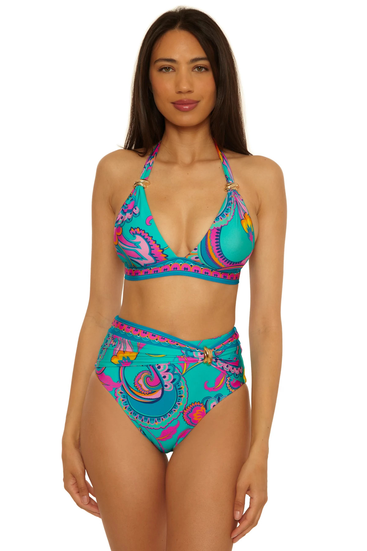 MULTI Banded Halter Bikini Top image number 1