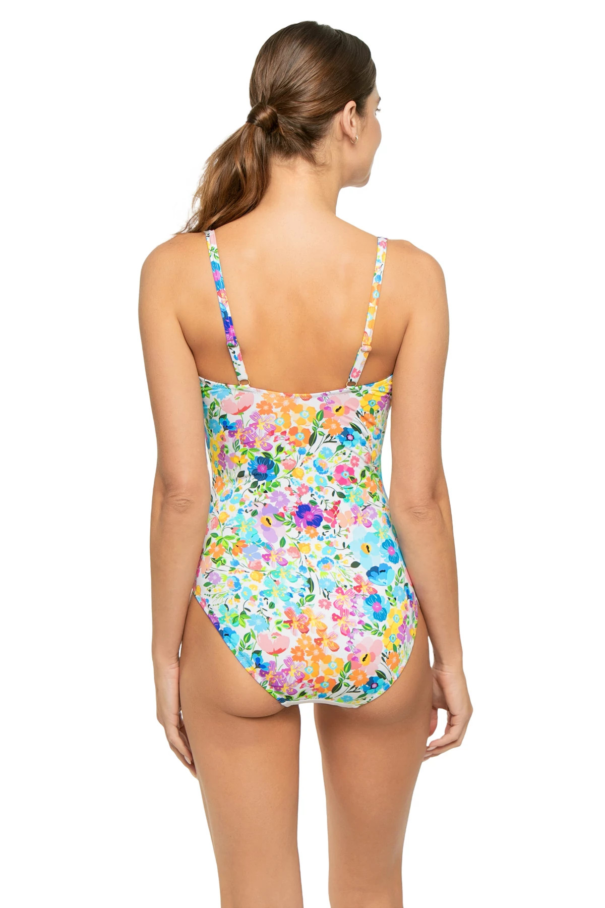 WHITE Wild Bloom Square Neck One Piece Swimsuit image number 2