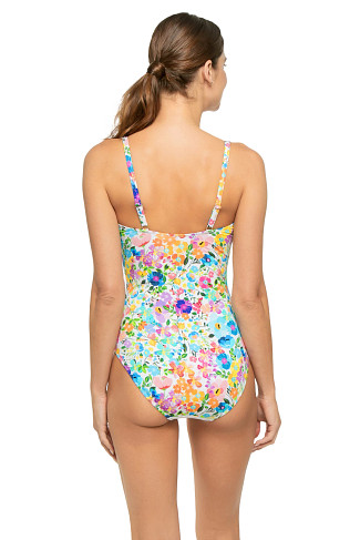 WHITE Wild Bloom Square Neck One Piece Swimsuit