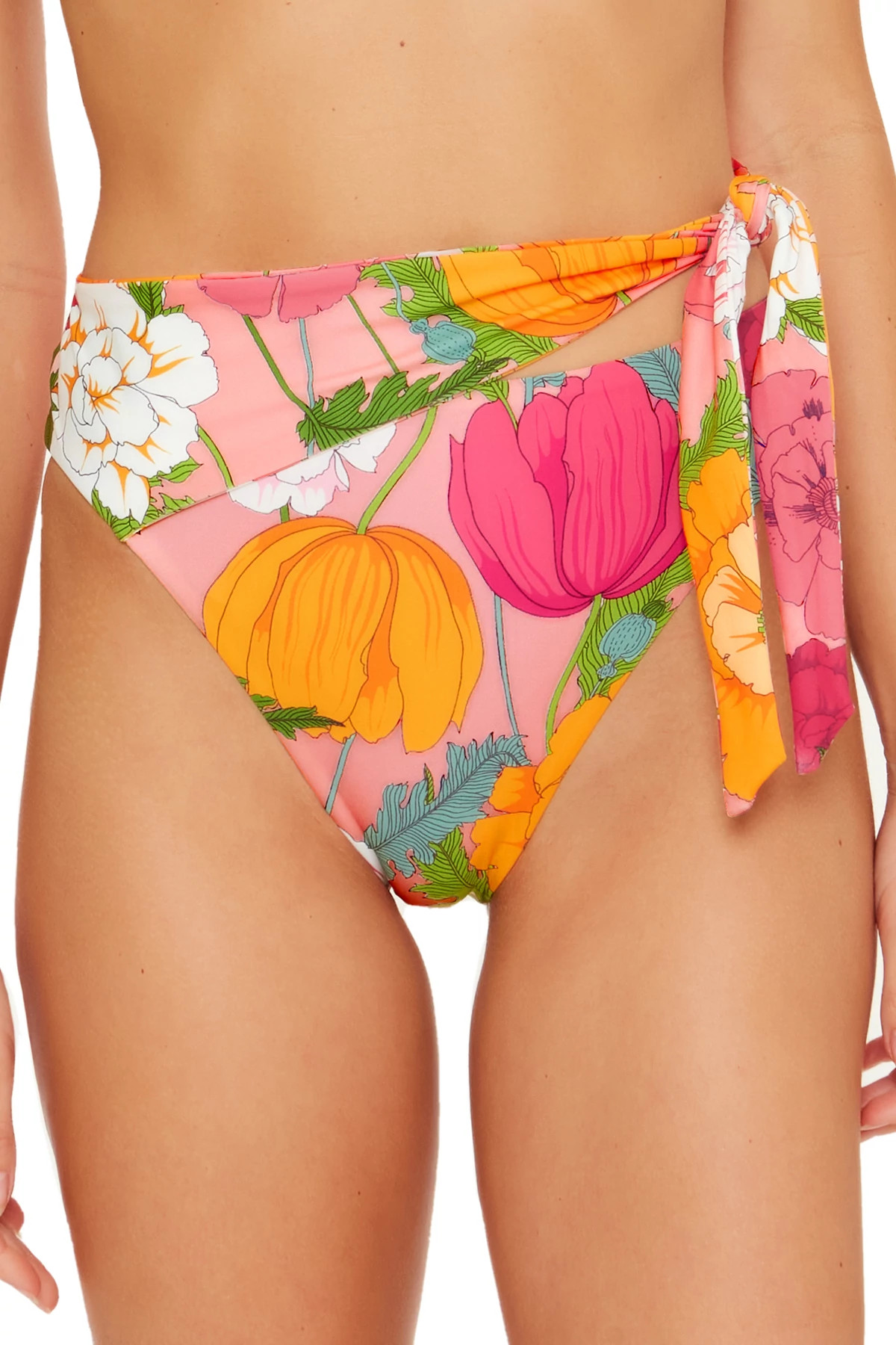 MULTI Sunny Bloom Banded High Waist Bikini Bottom image number 1