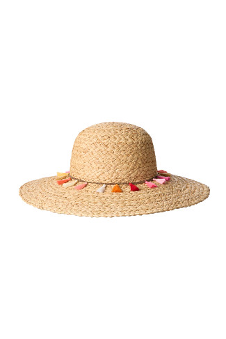 NATURAL Neon Tassel Sun Hat