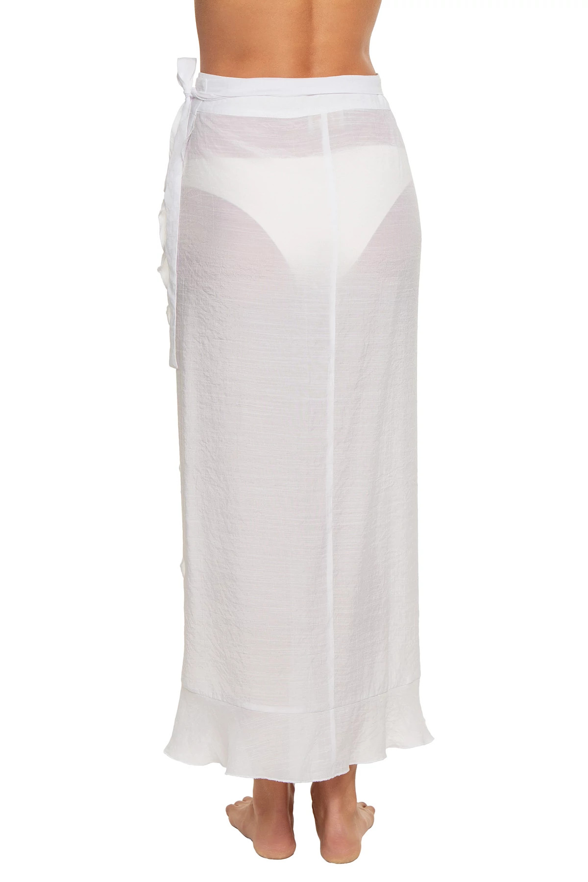 WHITE Ruffle Wrap Maxi Cover Skirt image number 2