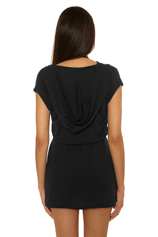 BLACK Hooded Mini Cover  Dress