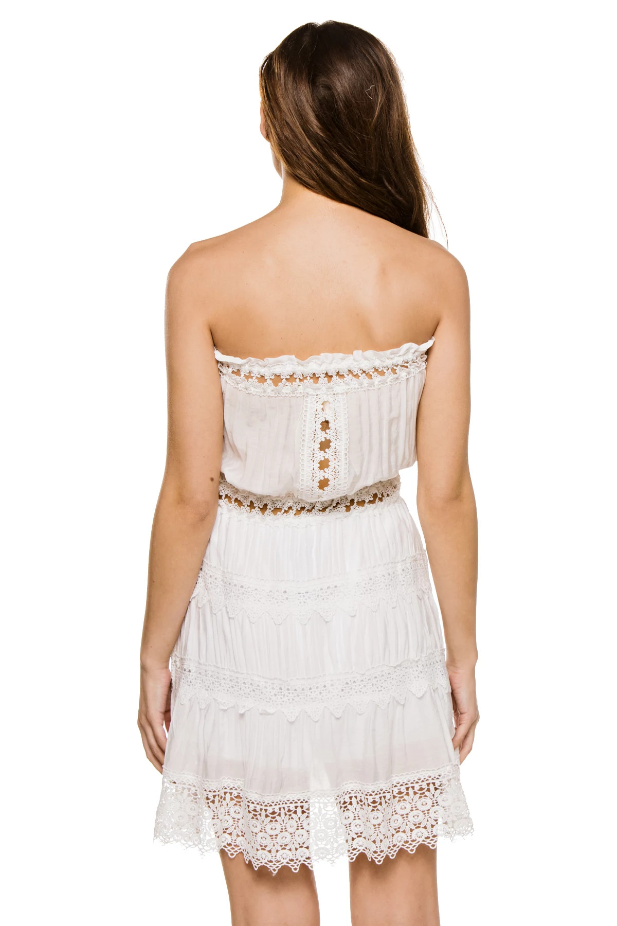 WHITE Crochet Strapless Dress image number 2