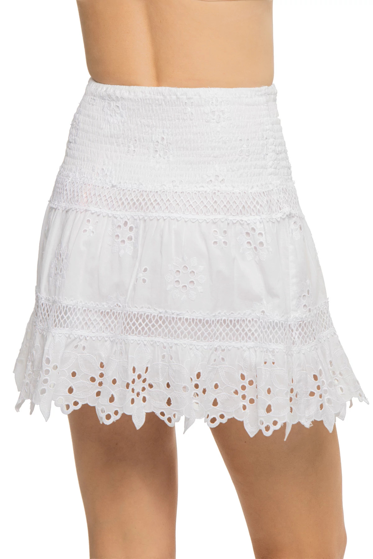 WHITE/WHITE Barberina Embroidered Mini Skirt image number 2