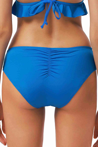 BRIGHT BLUE Shirred Tab Side Hipster Bikini Bottom