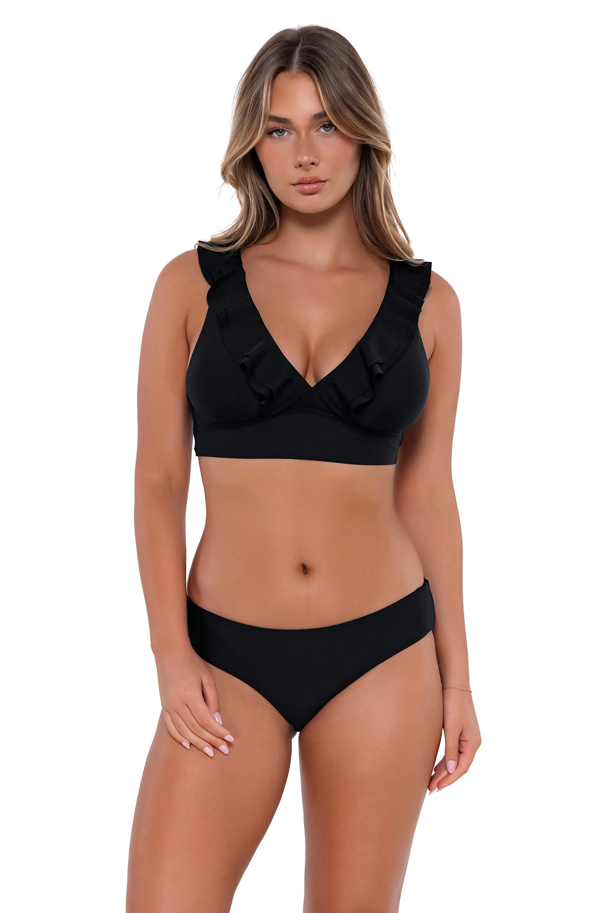 BLACK Willa Wireless Bralette Bikini Top (E-H Cup) image number 1