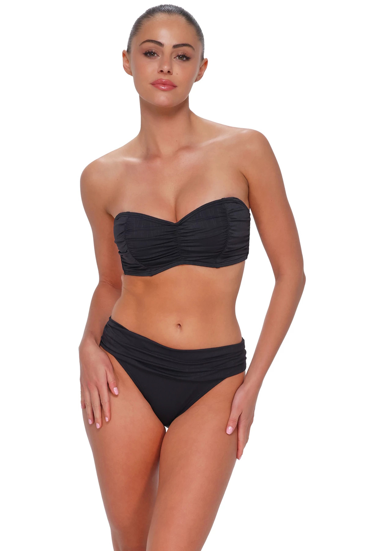 BLACK SEAGRASS TEXTURE Loretta Bandeau Bikini Top (D+ Cup) image number 2