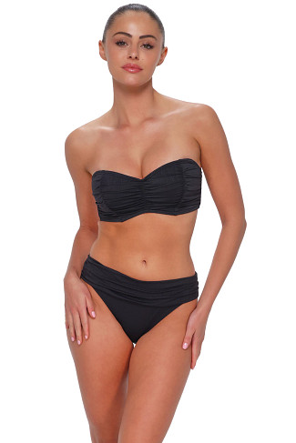 BLACK SEAGRASS TEXTURE Loretta Bandeau Bikini Top (D+ Cup)