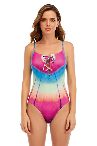 MULTI Tie-Dye Over The Shoulder One Piece Swimsuit