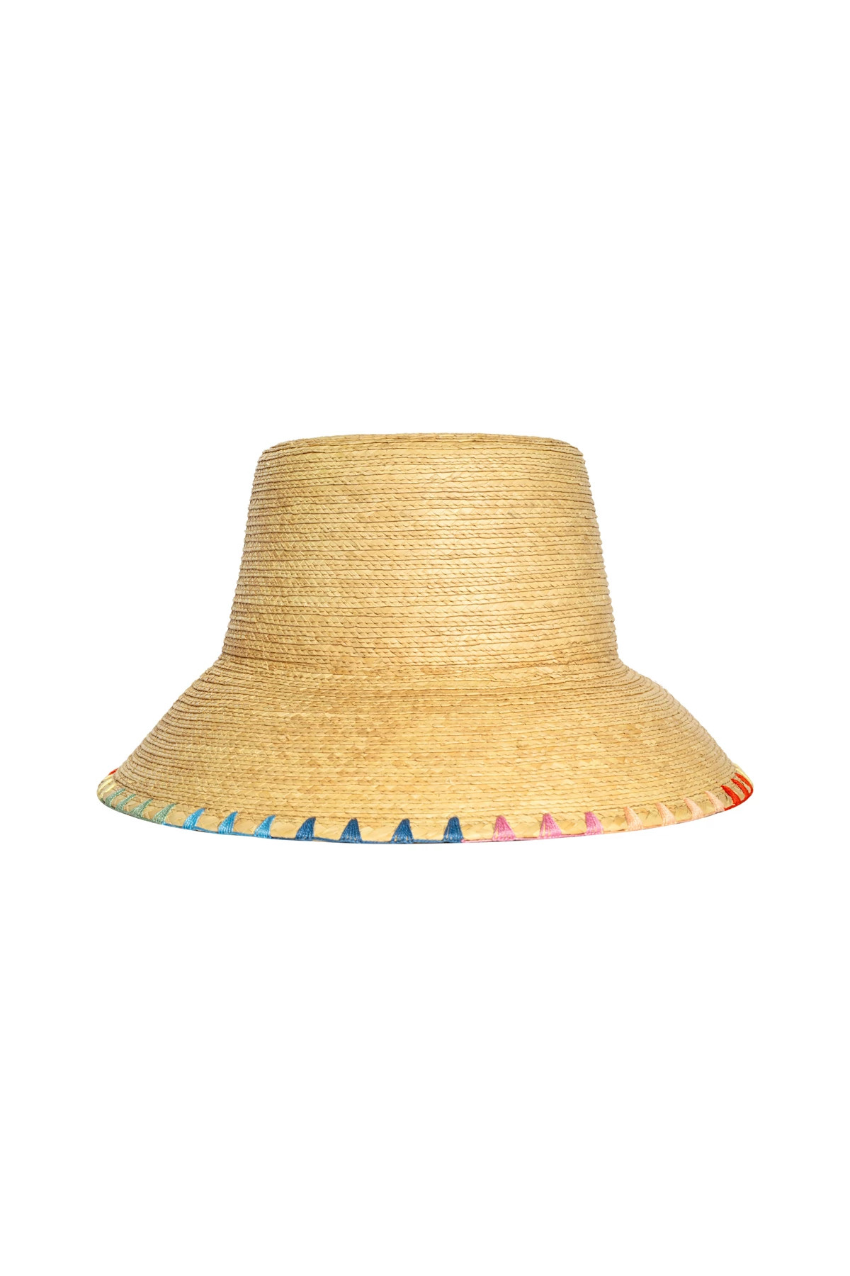 NATURAL Gabriela Straw Whipstitch Bucket Hat image number 1
