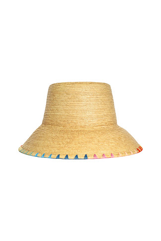 NATURAL Gabriela Straw Whipstitch Bucket Hat
