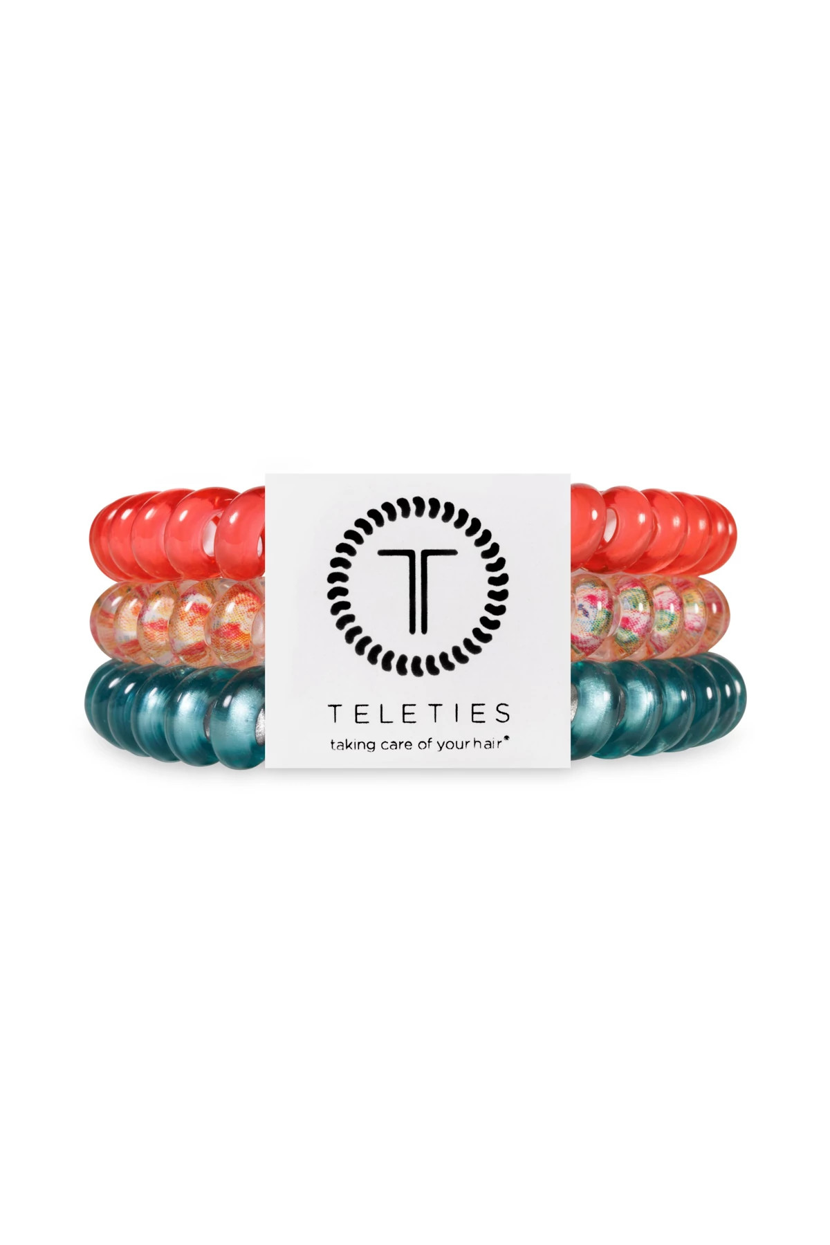 MULTI Coral Craze 3-Pack Hair Ties image number 1