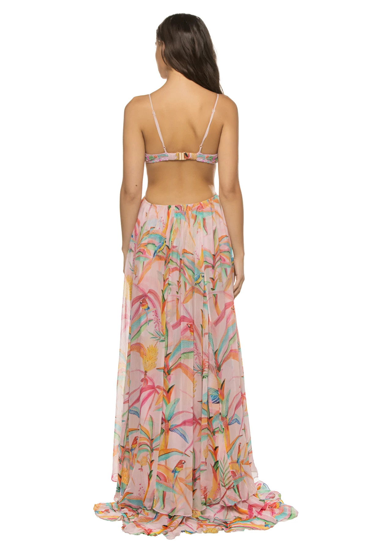MULTICOLORED TRPICAL Beaded Cutout Maxi Dress image number 2