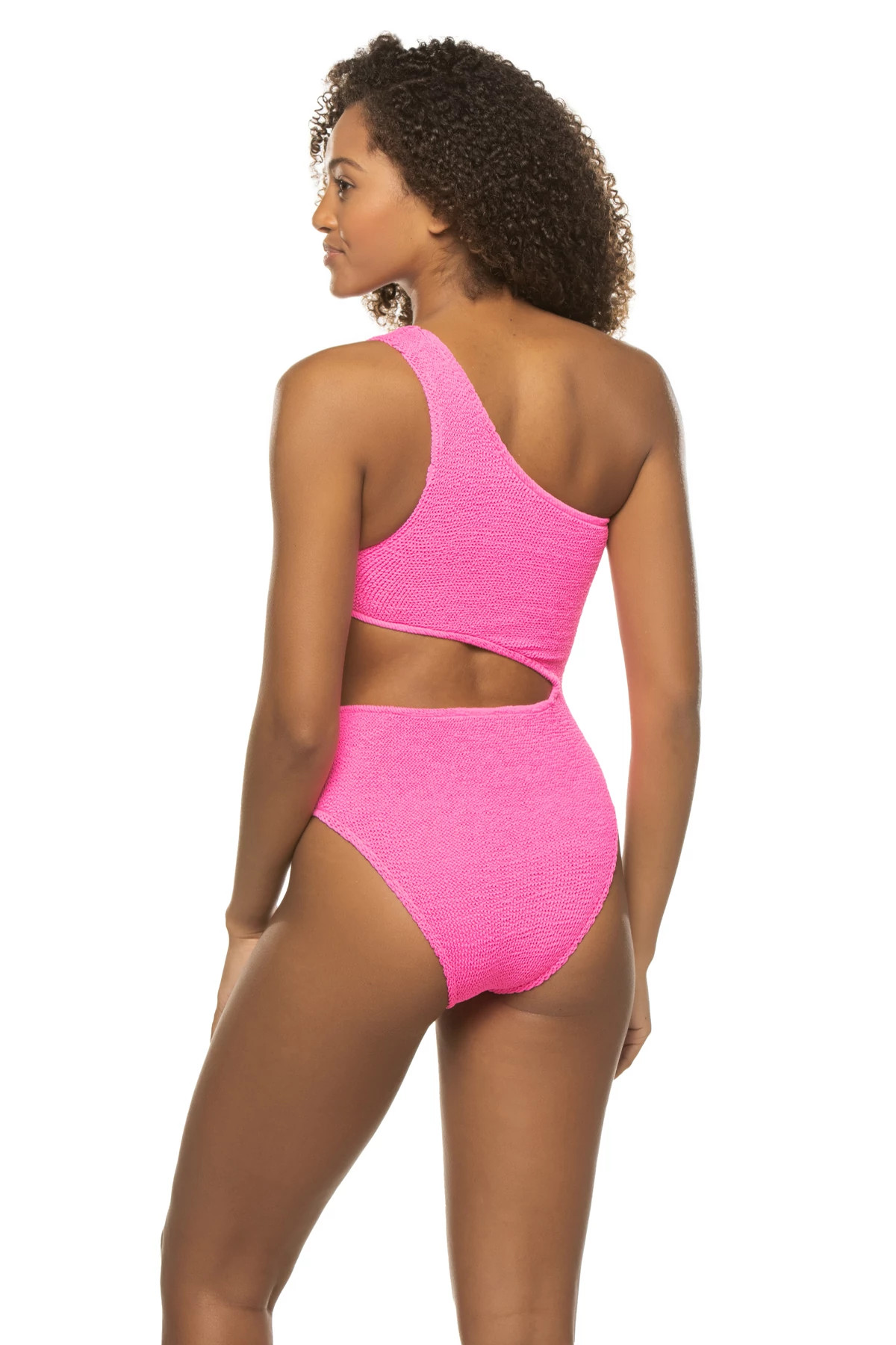 HOT PINK Monaco Cutout Asymmetrical One Piece Swimsuit image number 2