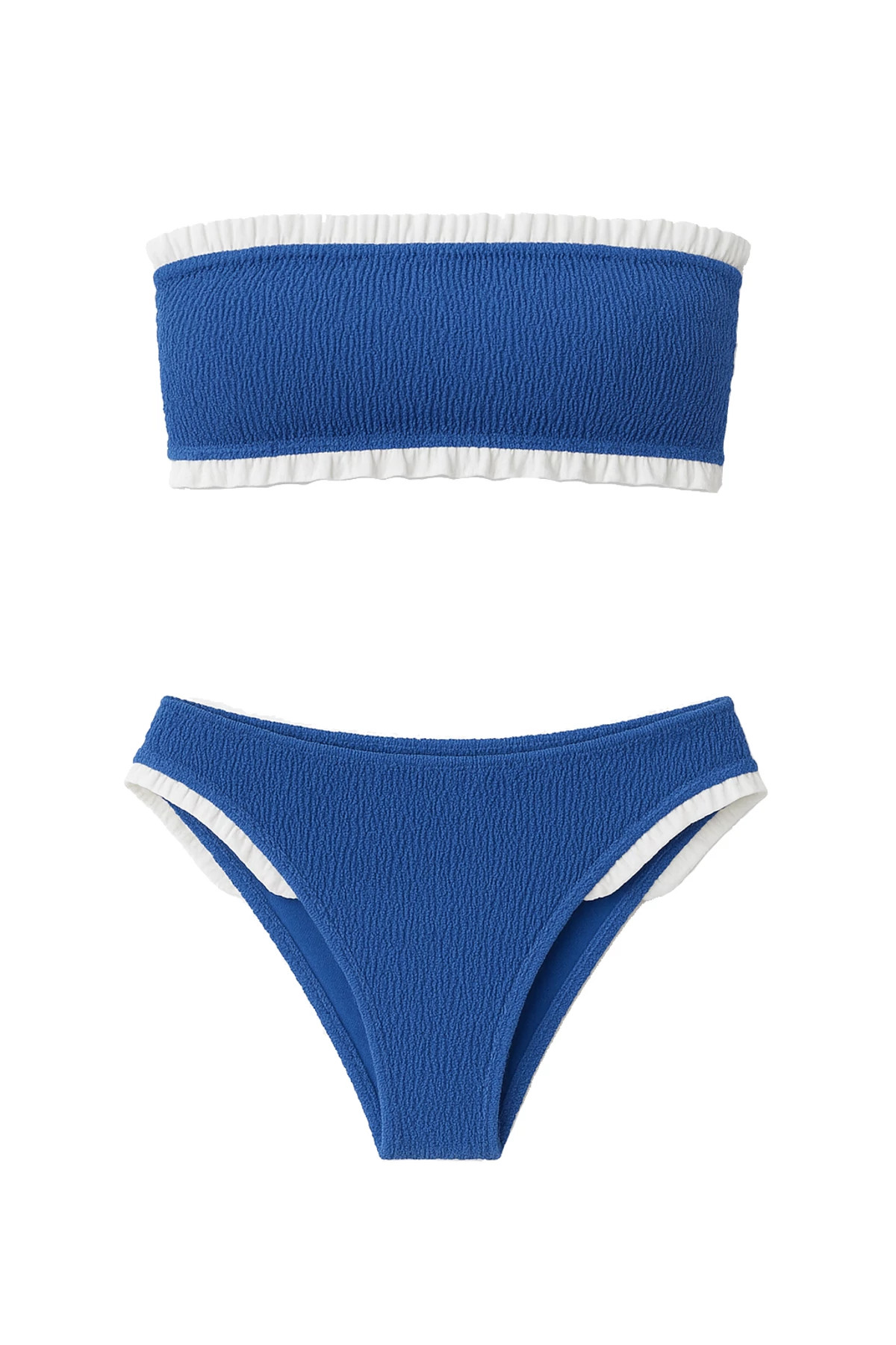 METALLIC DENIM / WHITE Tracey Frill Bikini Set image number 4