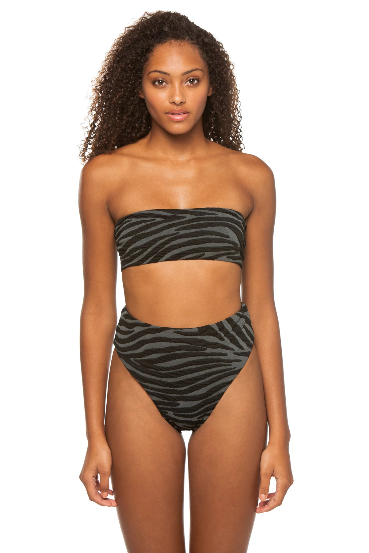 BLACK/GREY Abigail Zebra Bandeau Bikini Top image number 1