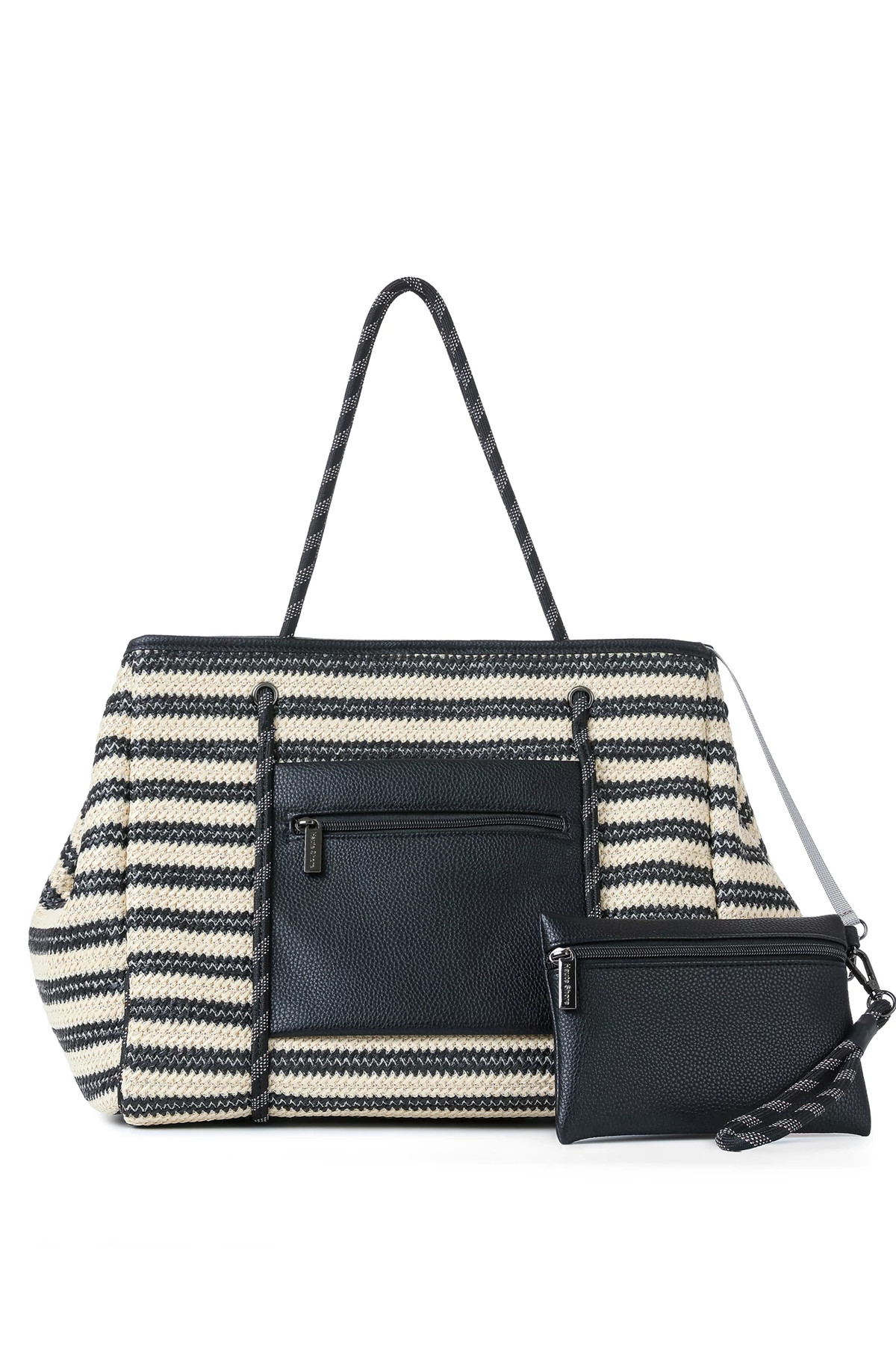 BLACK/NATURAL RAFFIA Greyson Tropez Striped Raffia Tote image number 1