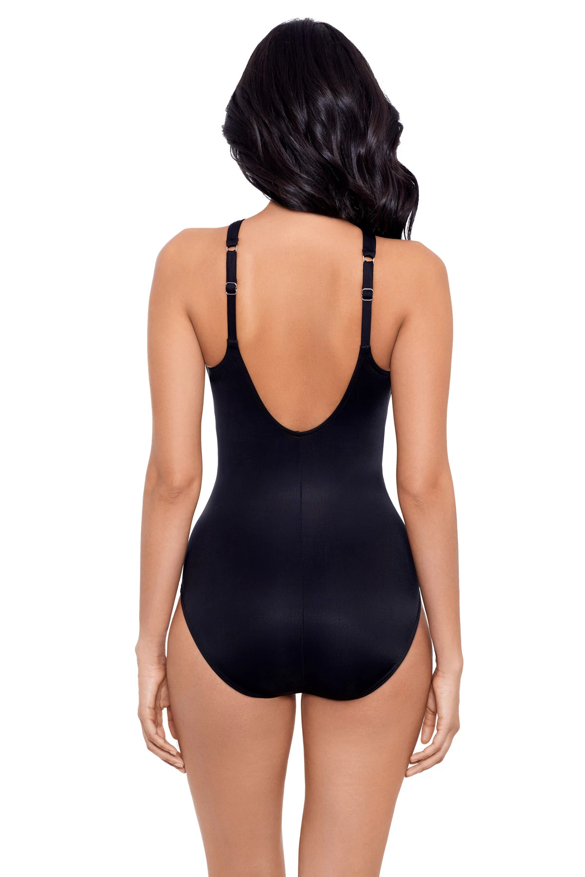 BLACK Aphrodite High Neck Notched One Piece Swimsuit image number 2