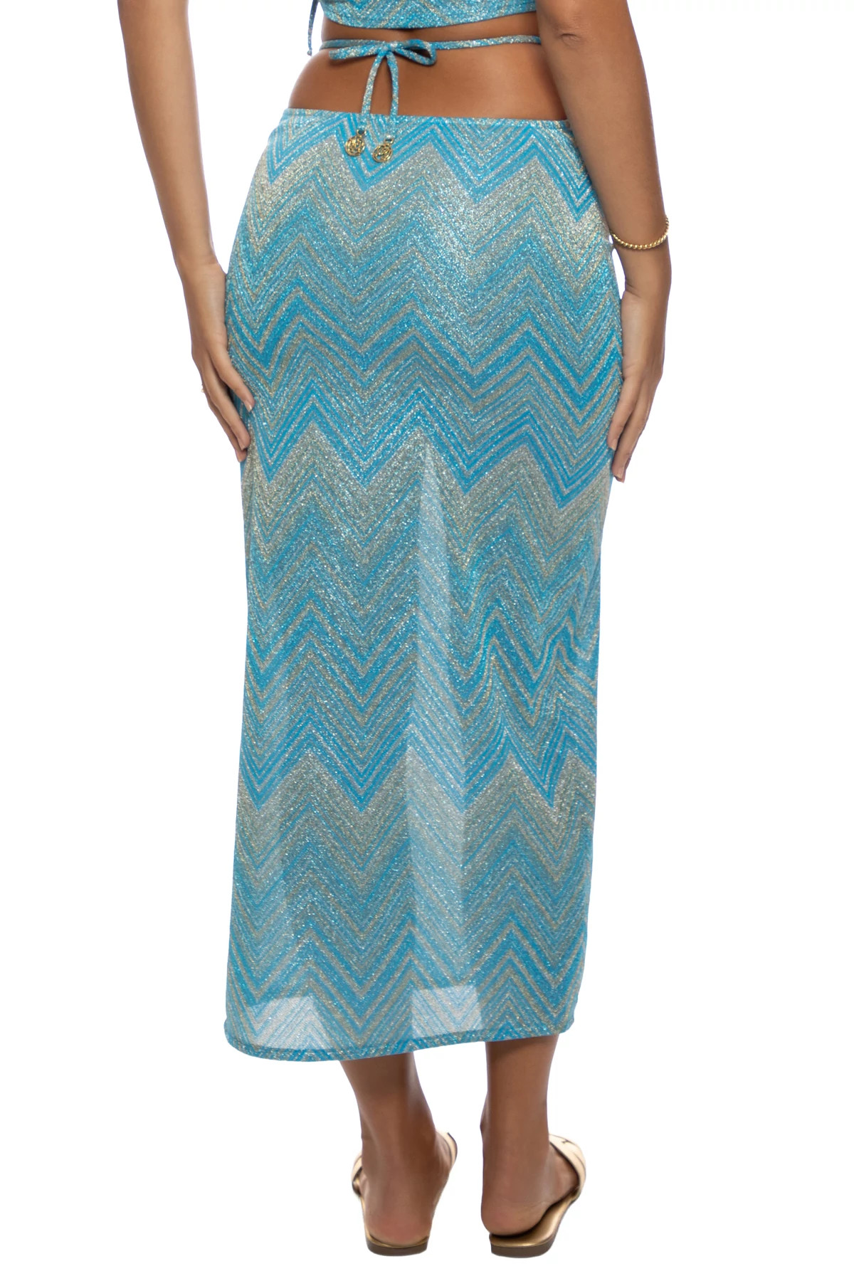 MULTI BLUE Tidal Shimmer Midi Cover Skirt image number 2