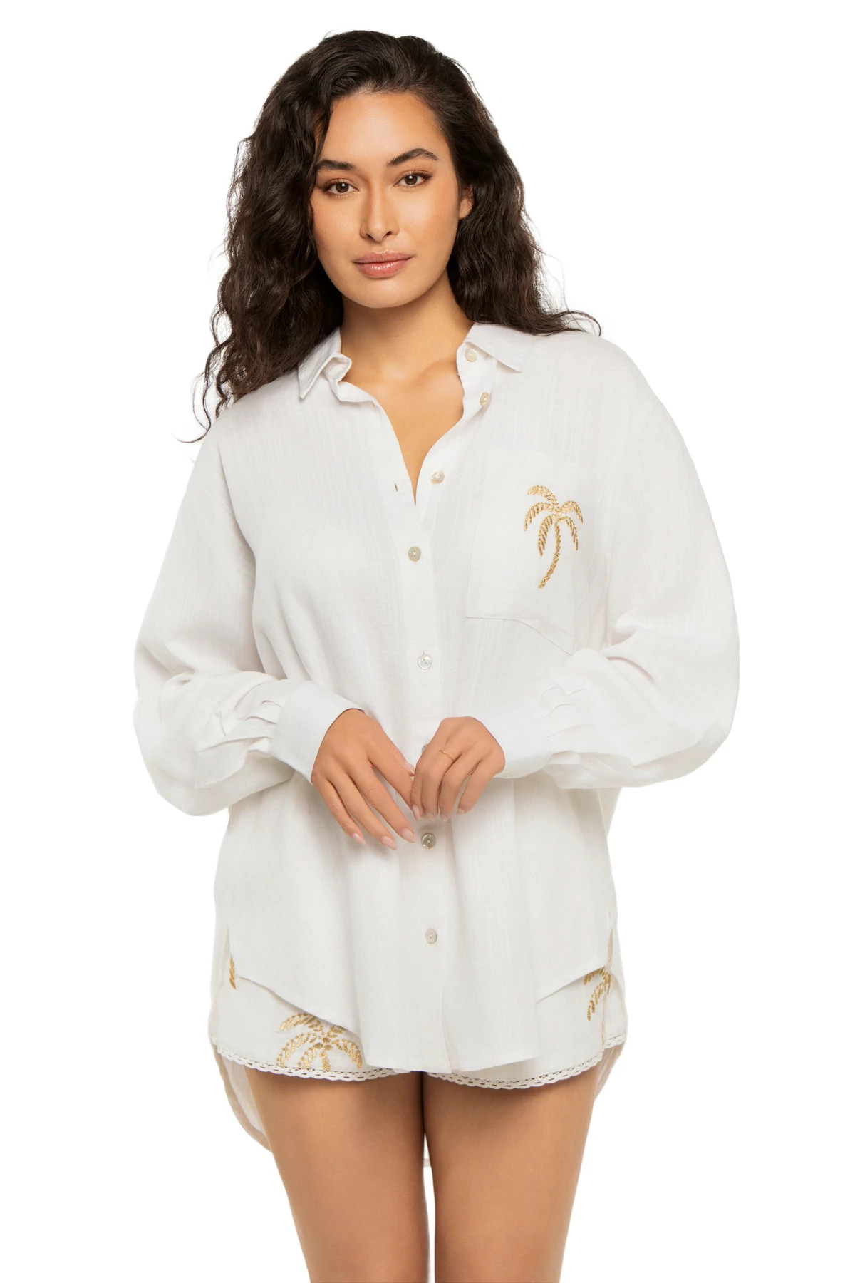 SOFT WHITE Golden Palms Boy Shirt image number 1