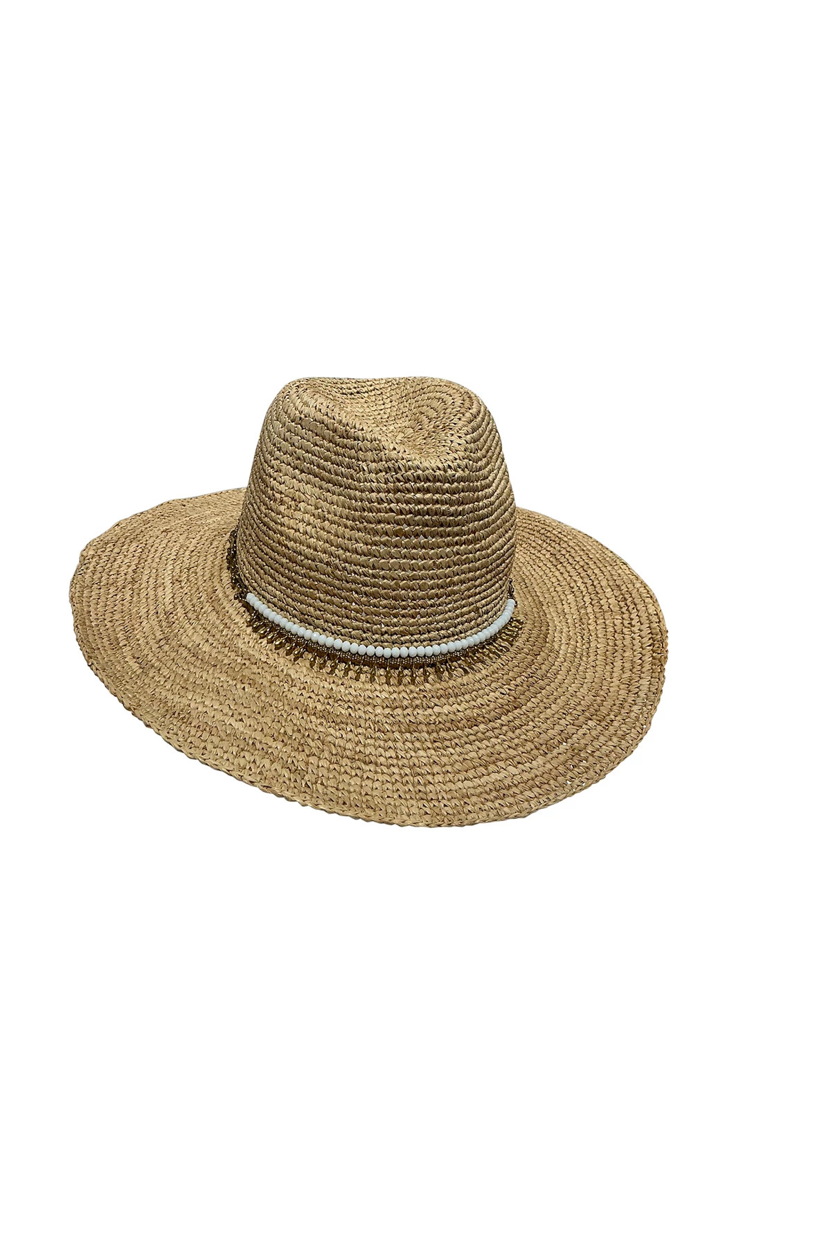 NATURAL/WHITE Leann Raffia Panama Hat image number 2
