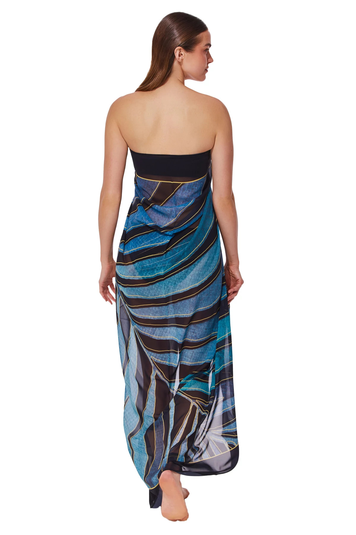 BLACK/BLUE Willow Print Multi-Way Pareo image number 2