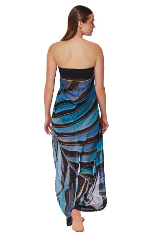 BLACK/BLUE Willow Print Multi-Way Pareo
