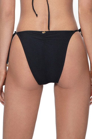 BLACK Ruched Tie Side Brazilian Bikini Bottom